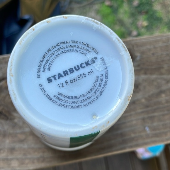 Starbucks 2016 Word Search Double Wall Ceramic Coffee Travel Tumbler Mug 12 Oz - Picture 4 of 5
